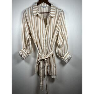 Favlux Women's striped button-down long-sleeve shirt dress